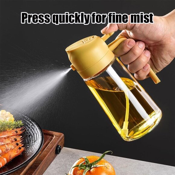 16oz Olive Oil Dispenser Bottle 2 in 1 Sprayer Pourer Glass for Kitchen Cooking - Picture 9 of 11